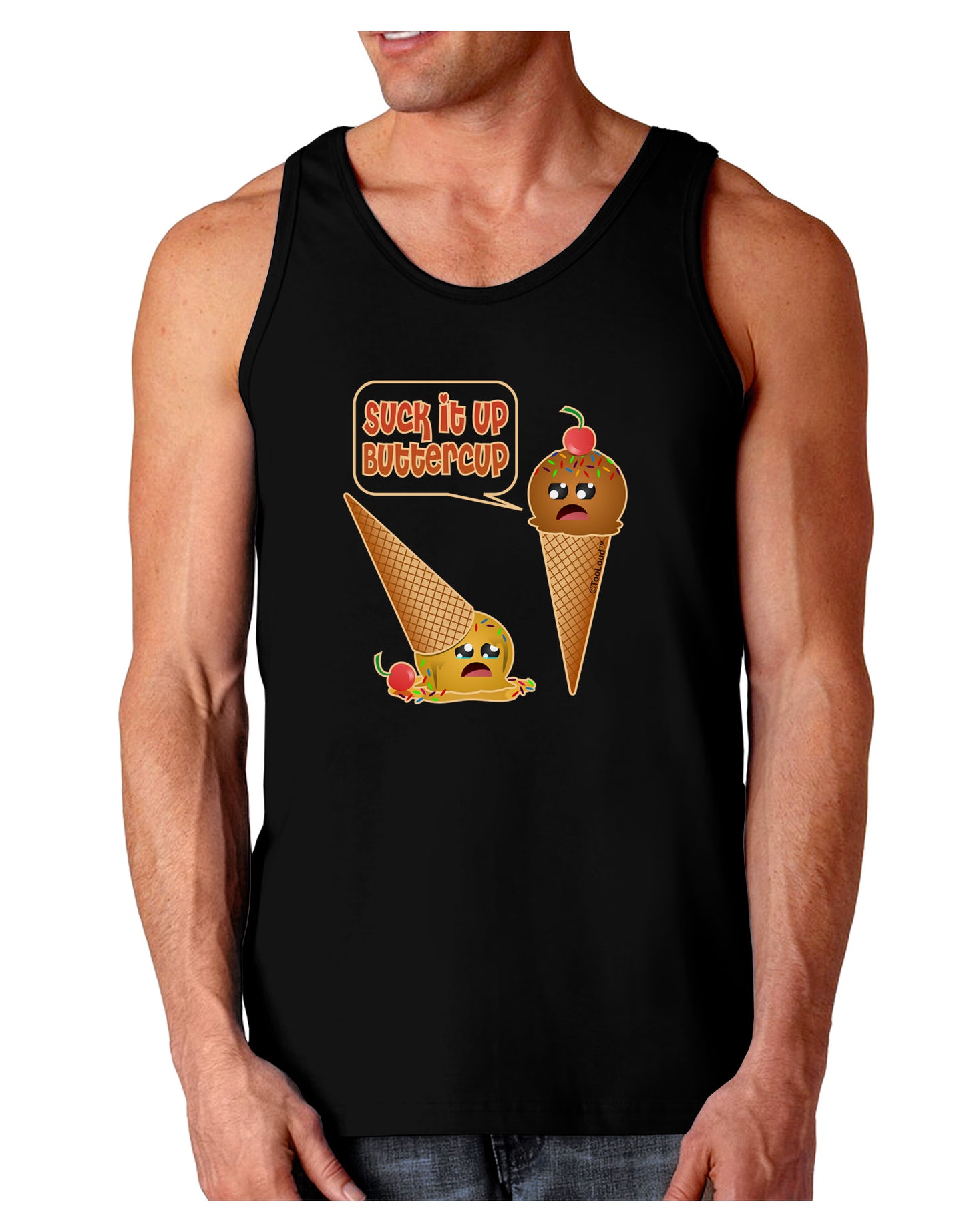 Suck It Up Buttercup Icecream Dark Loose Tank Top-Mens Loose Tank Top-TooLoud-Black-Small-Davson Sales