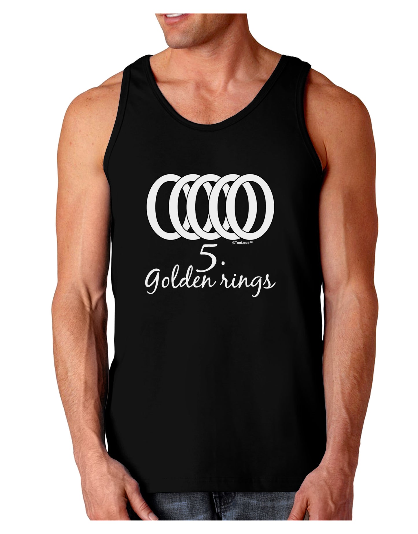 Five Golden Rings Text Dark Loose Tank Top-Mens Loose Tank Top-TooLoud-Black-Small-Davson Sales