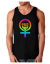 Rainbow Distressed Feminism Symbol Dark Loose Tank Top-Mens Loose Tank Top-TooLoud-Black-Small-Davson Sales