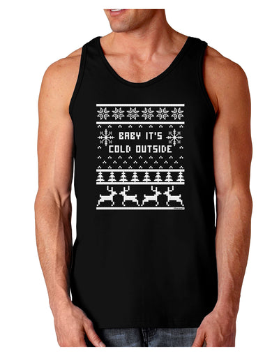 Baby It's Cold Outside Christmas Sweater Design Dark Loose Tank Top-Mens Loose Tank Top-TooLoud-Black-Small-Davson Sales