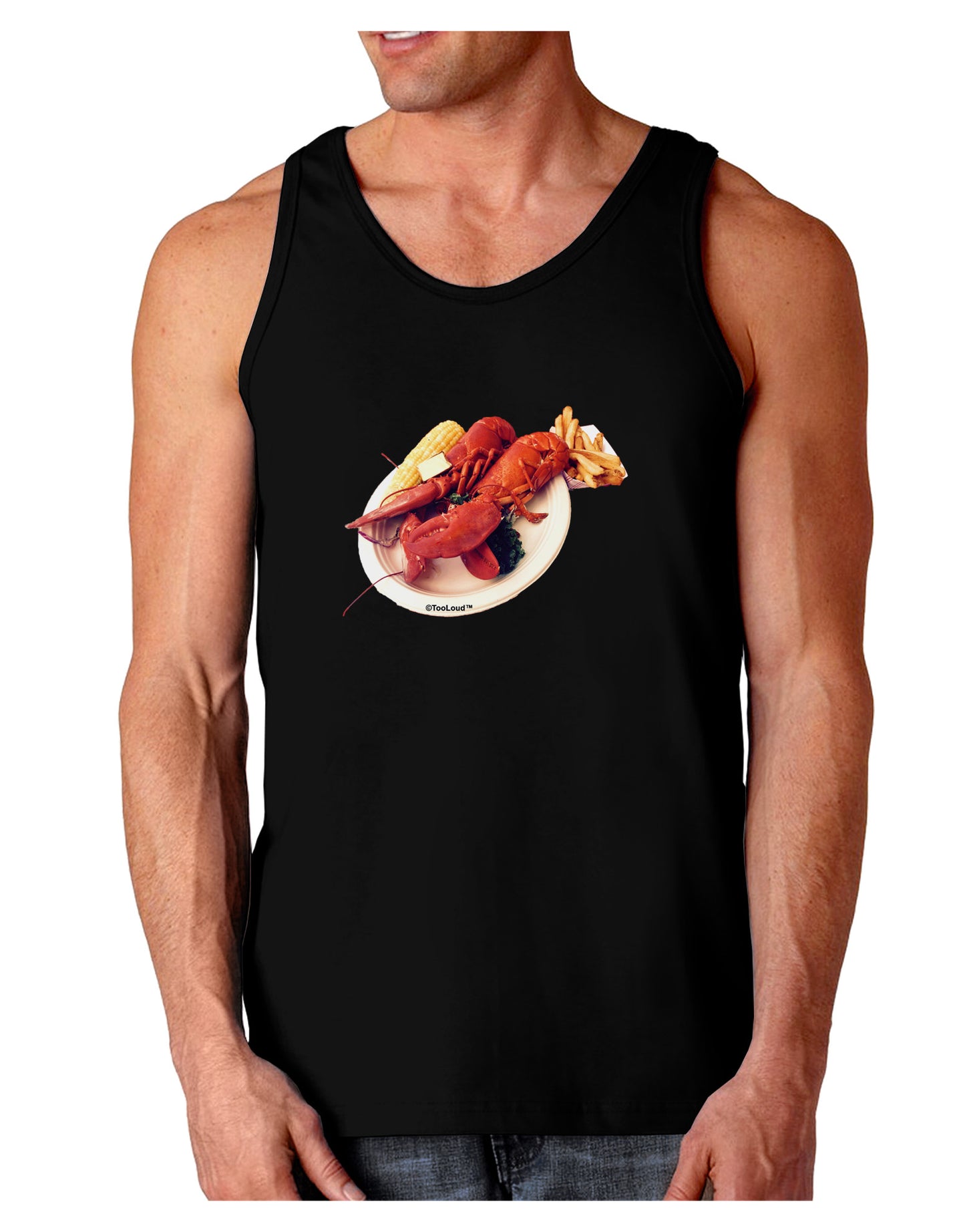 Lobster Plate Dark Loose Tank Top-Mens Loose Tank Top-TooLoud-Black-Small-Davson Sales