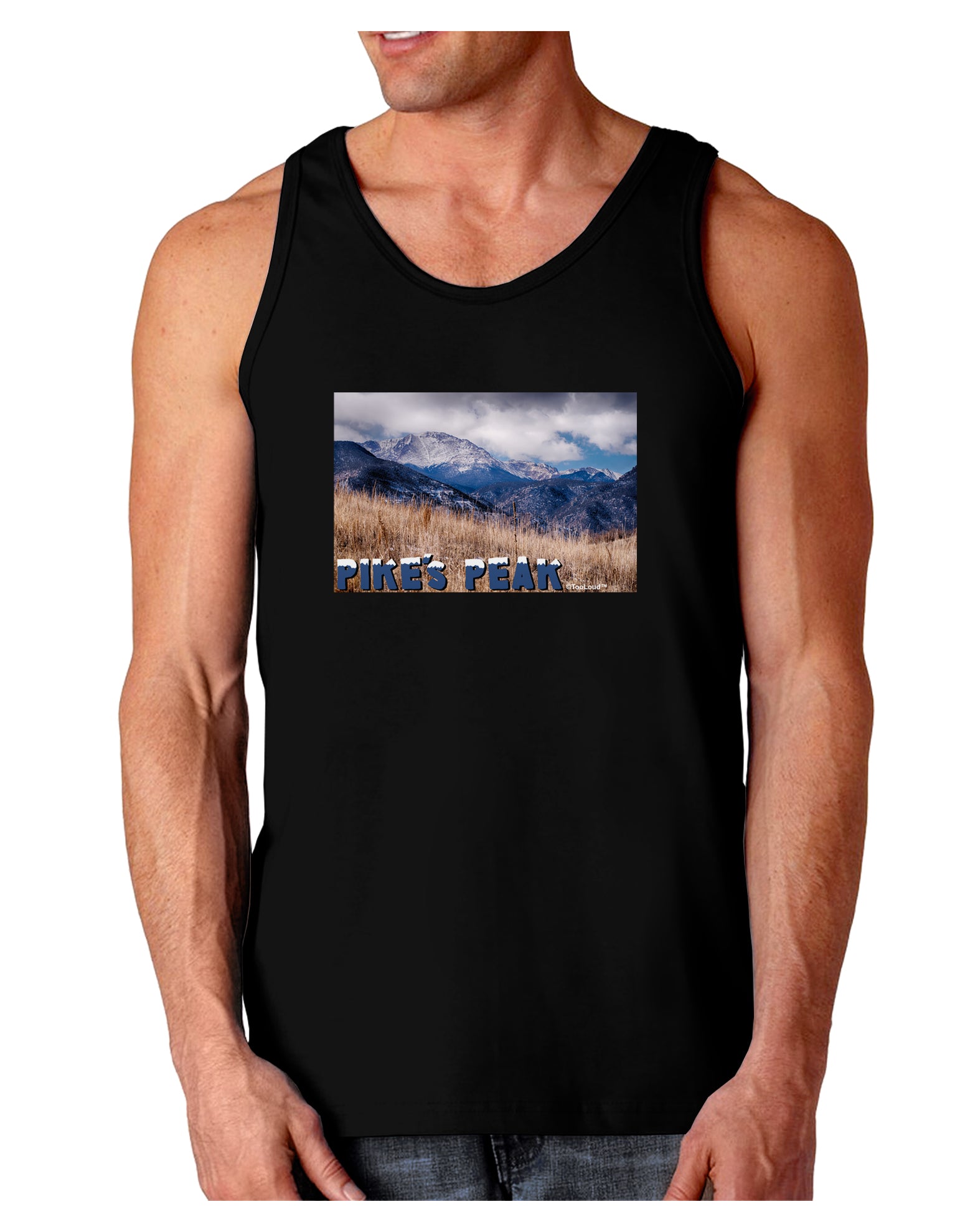 Pikes Peak CO Mountains Text Dark Loose Tank Top by TooLoud-Mens Loose Tank Top-TooLoud-Black-Small-Davson Sales
