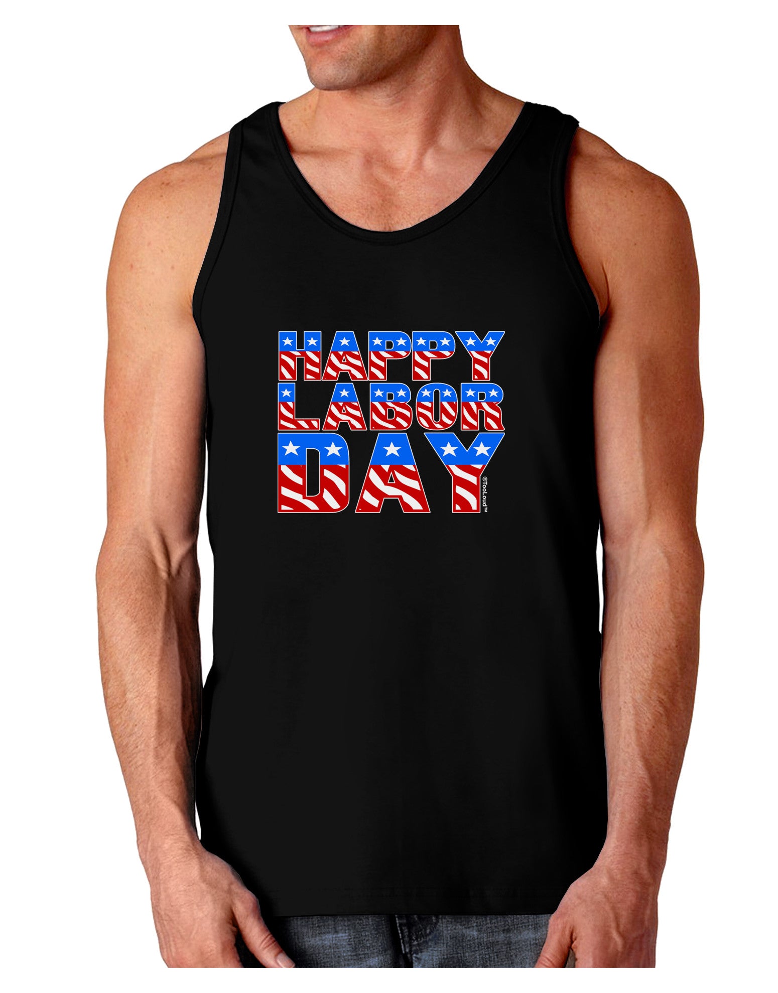 Happy Labor Day ColorText Dark Loose Tank Top-Mens Loose Tank Top-TooLoud-Black-Small-Davson Sales