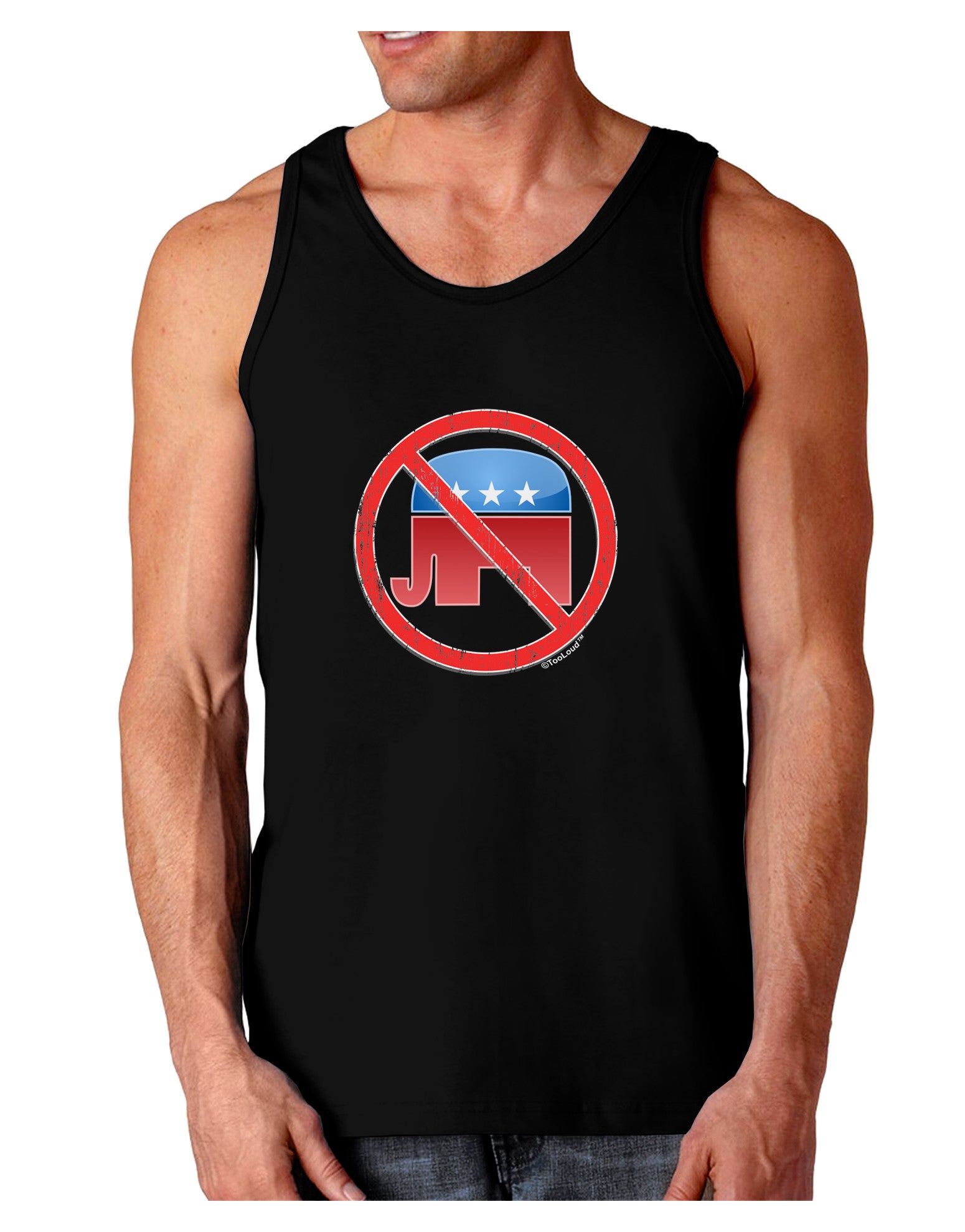 Distressed No Republicans Sign Dark Loose Tank Top-Mens Loose Tank Top-TooLoud-Black-Small-Davson Sales
