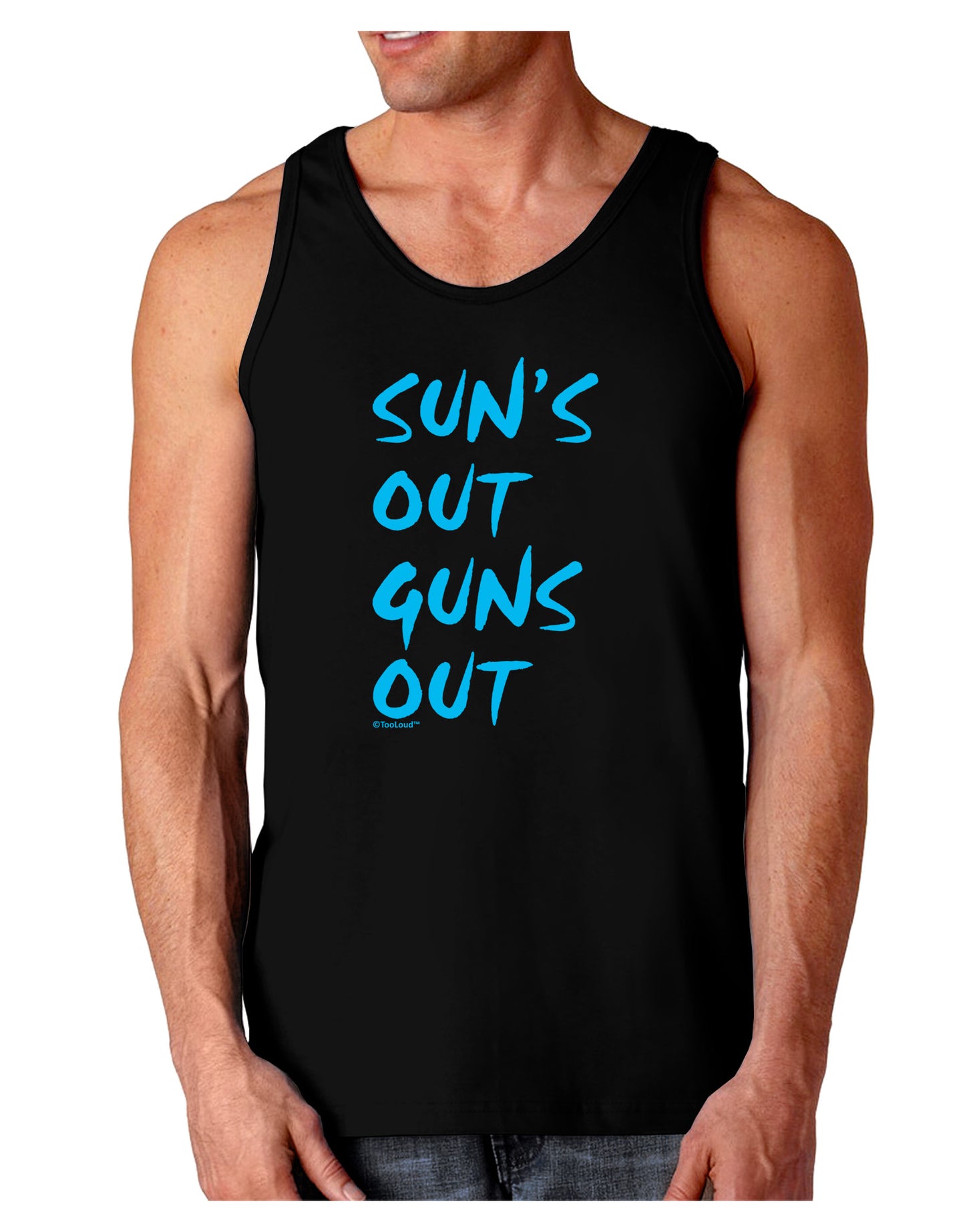 Suns Out Guns Out - Blue Dark Loose Tank Top-Mens Loose Tank Top-TooLoud-Black-Small-Davson Sales