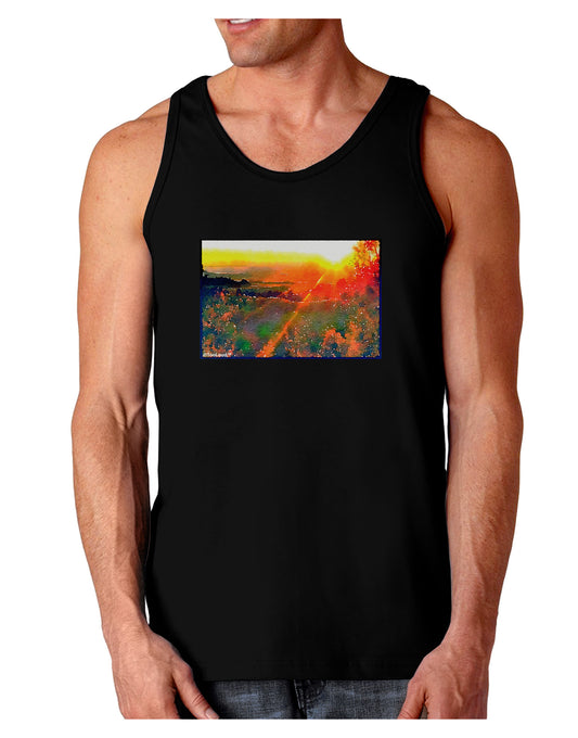 Colorado Sunset Watercolor Dark Loose Tank Top-Mens Loose Tank Top-TooLoud-Black-Small-Davson Sales