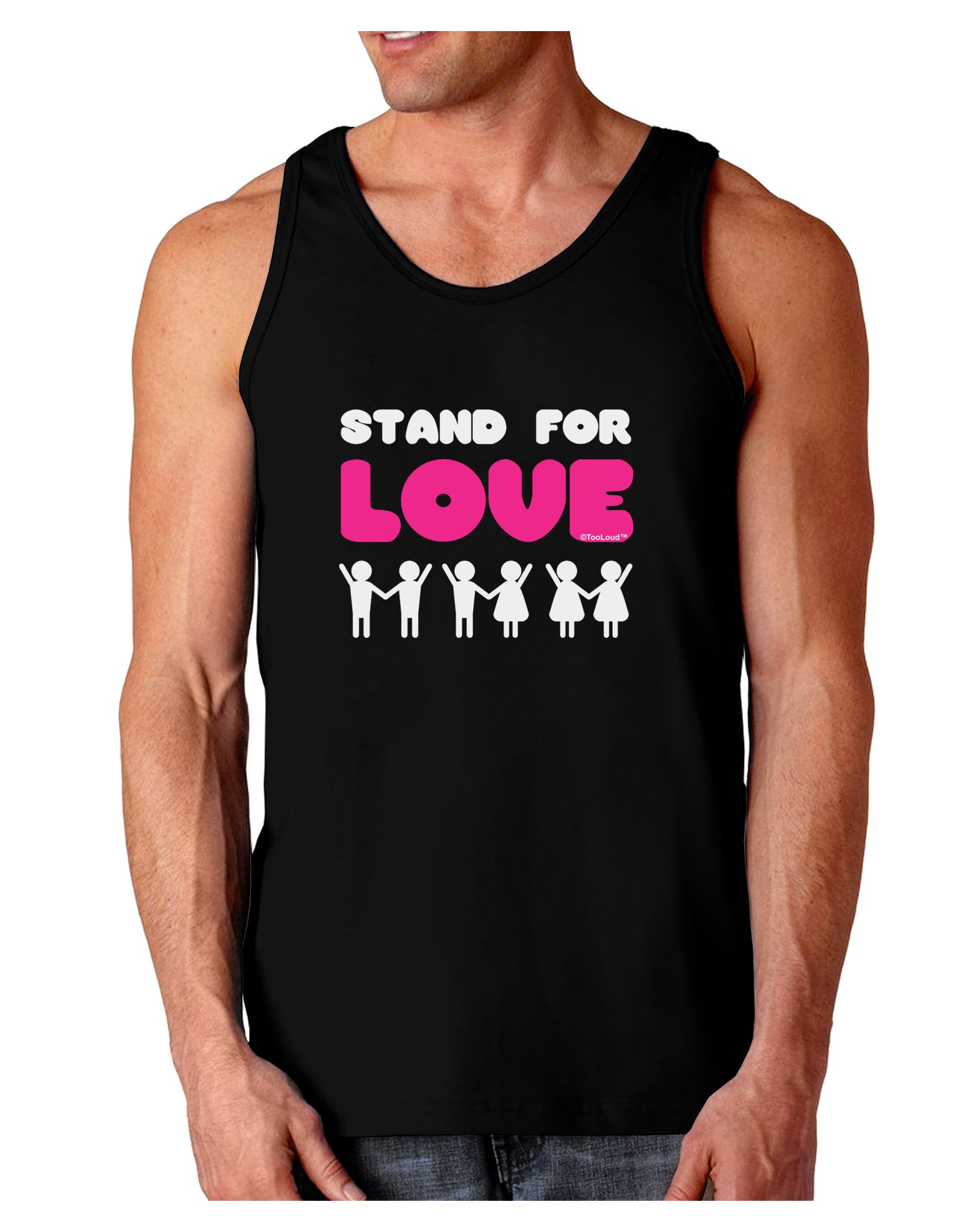 Stand For Love Pink Dark Loose Tank Top-Mens Loose Tank Top-TooLoud-Black-Small-Davson Sales