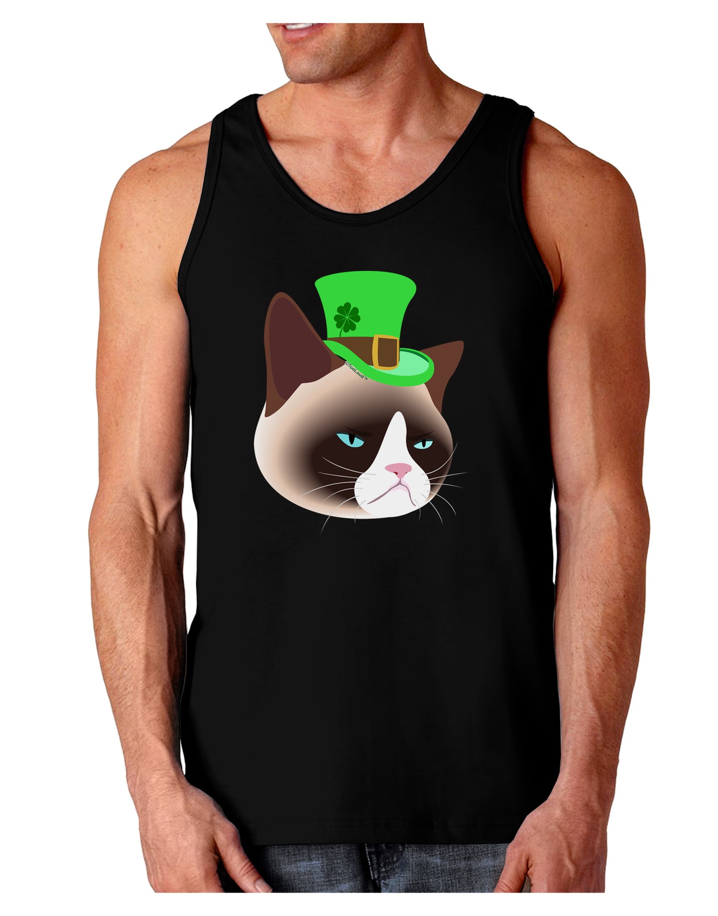 Leprechaun Disgruntled Cat Dark Loose Tank Top-Mens Loose Tank Top-TooLoud-Black-Small-Davson Sales