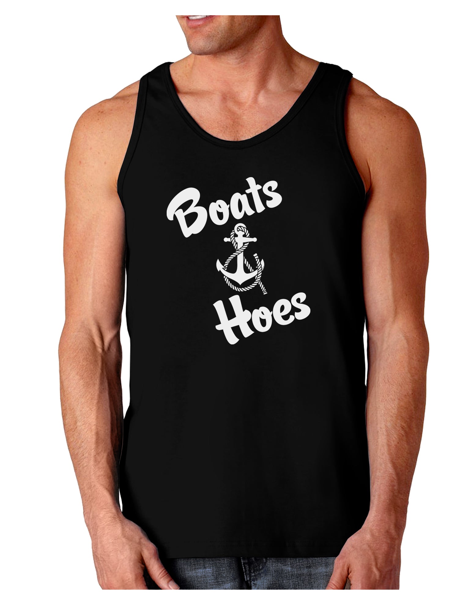 Boats and Hoes Dark Loose Tank Top-Mens Loose Tank Top-TooLoud-Black-Small-Davson Sales