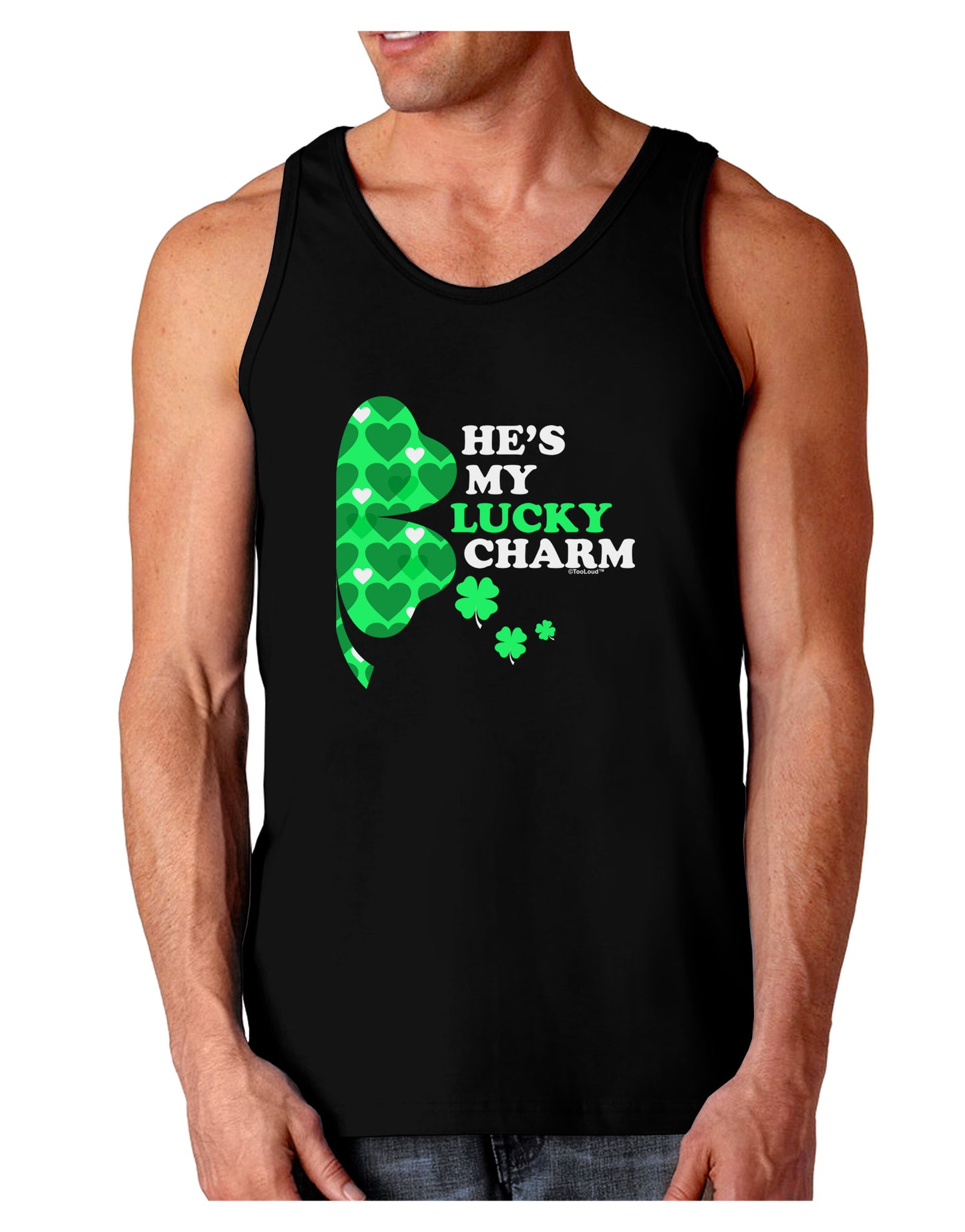 He's My Lucky Charm - Right Dark Loose Tank Top-Mens Loose Tank Top-TooLoud-Black-Small-Davson Sales