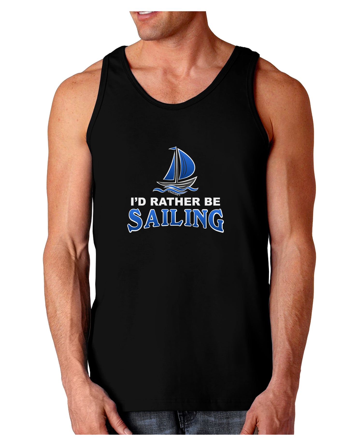 I'd Rather Be Sailing Dark Loose Tank Top-Mens Loose Tank Top-TooLoud-Black-Small-Davson Sales