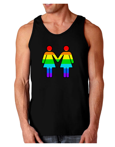 Rainbow Lesbian Women Holding Hands Dark Loose Tank Top-Mens Loose Tank Top-TooLoud-Black-Small-Davson Sales