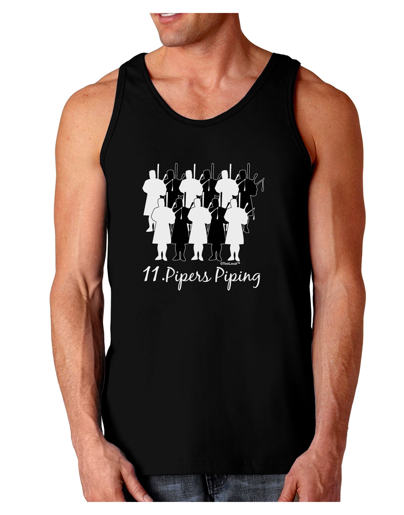 Eleven Pipers Piping Text Dark Loose Tank Top-Mens Loose Tank Top-TooLoud-Black-Small-Davson Sales