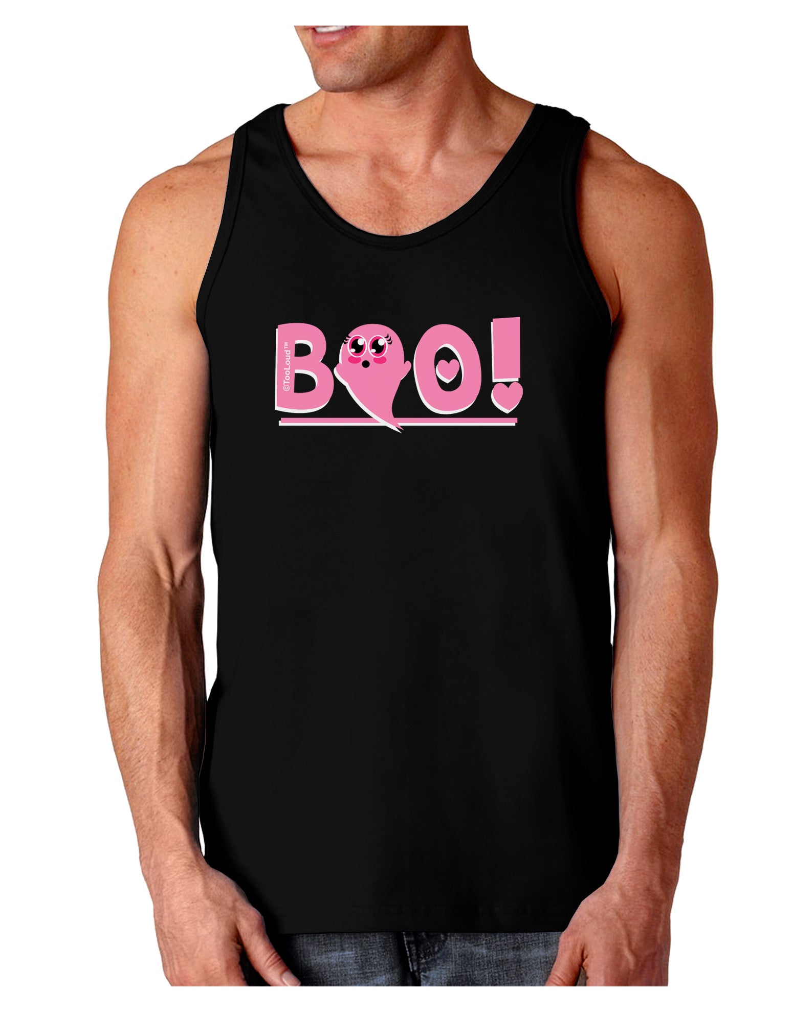 Cute Boo Text Pink Dark Loose Tank Top-Mens Loose Tank Top-TooLoud-Black-Small-Davson Sales
