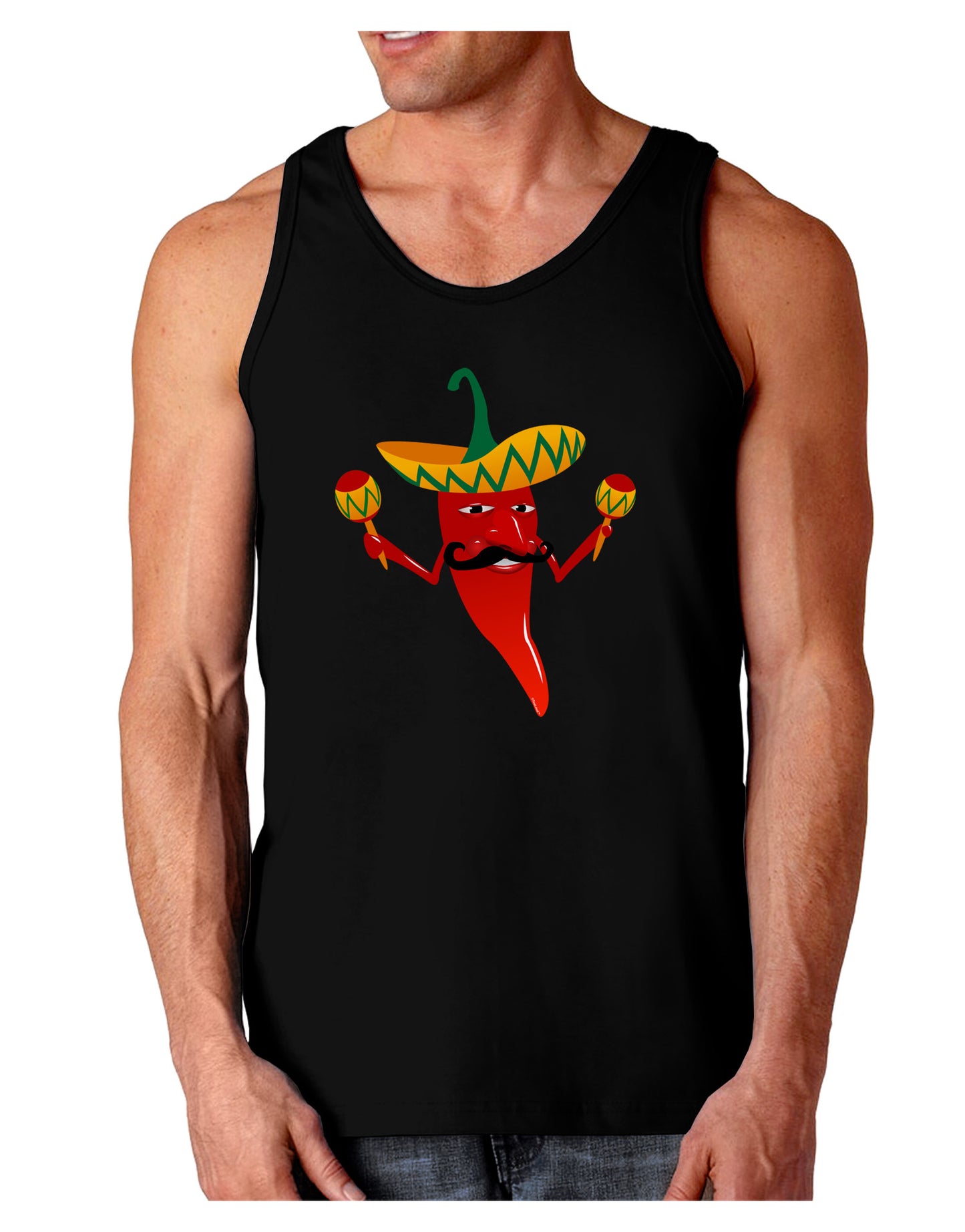 Red Hot Mexican Chili Pepper Dark Loose Tank Top-Mens Loose Tank Top-TooLoud-Black-Small-Davson Sales