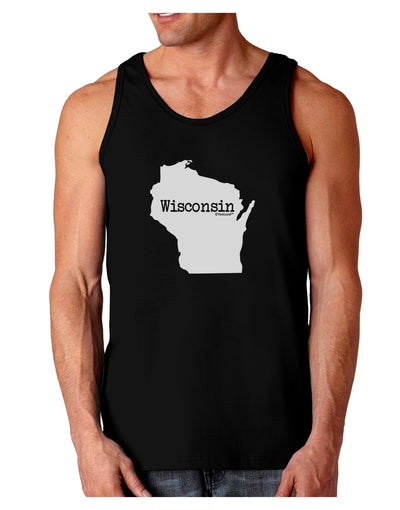 Wisconsin - United States Shape Dark Loose Tank Top-Mens Loose Tank Top-TooLoud-Black-Small-Davson Sales