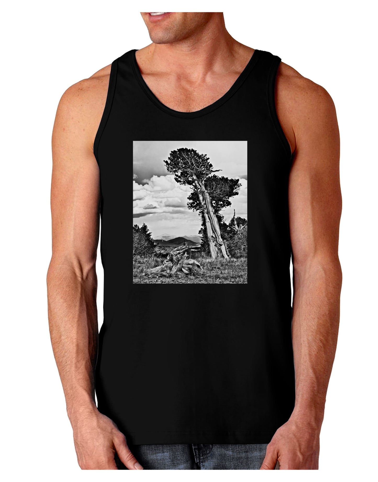 Colorado Landscape Monochrome Dark Loose Tank Top-Mens Loose Tank Top-TooLoud-Black-Small-Davson Sales
