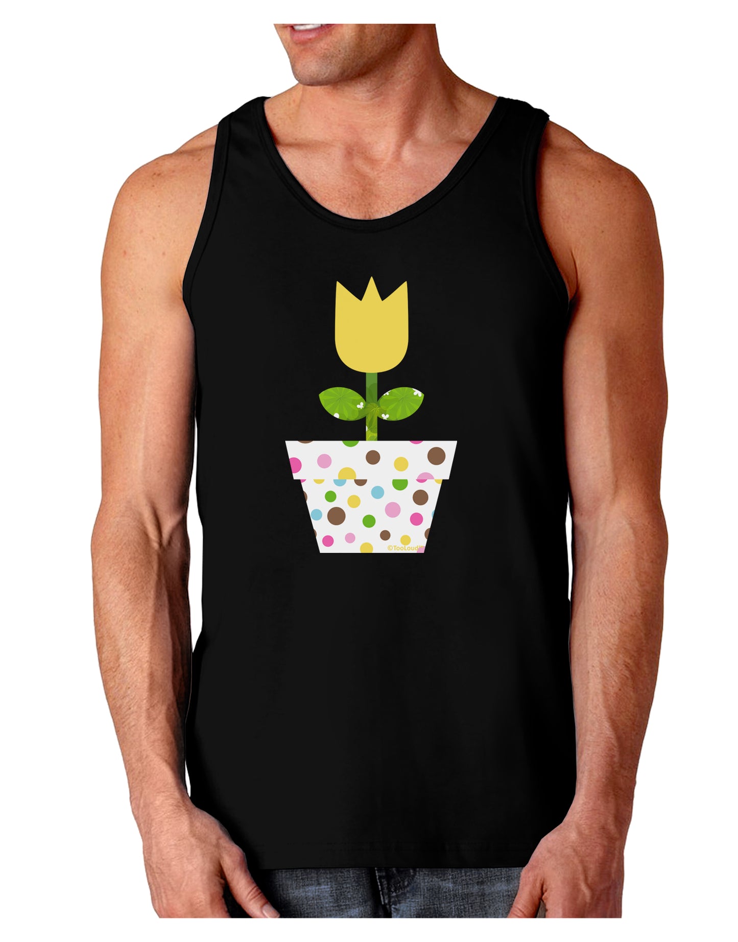 Easter Tulip Design - Yellow Dark Loose Tank Top by TooLoud-Mens Loose Tank Top-TooLoud-Black-Small-Davson Sales