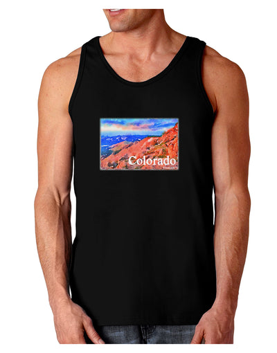 Colorado Mtn Sunset Soaked WaterColor Dark Loose Tank Top-Mens Loose Tank Top-TooLoud-Black-Small-Davson Sales