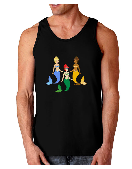 Three Mermaids Dark Loose Tank Top-Mens Loose Tank Top-TooLoud-Black-Small-Davson Sales