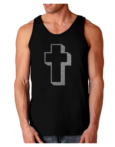 Simple Cross Design Glitter - Silver Dark Loose Tank Top by TooLoud-Mens Loose Tank Top-TooLoud-Black-Small-Davson Sales