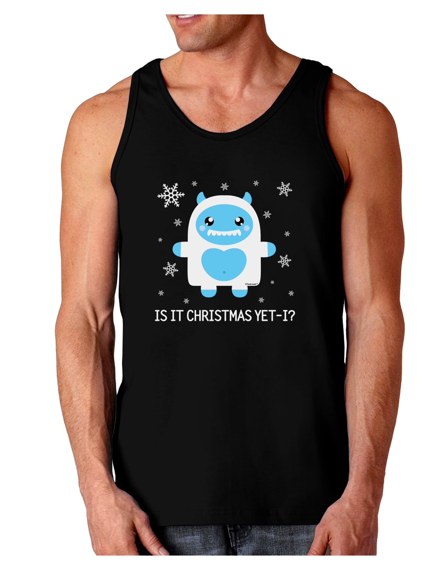Is It Christmas Yet - Yeti Abominable Snowman Dark Loose Tank Top-Mens Loose Tank Top-TooLoud-Black-Small-Davson Sales