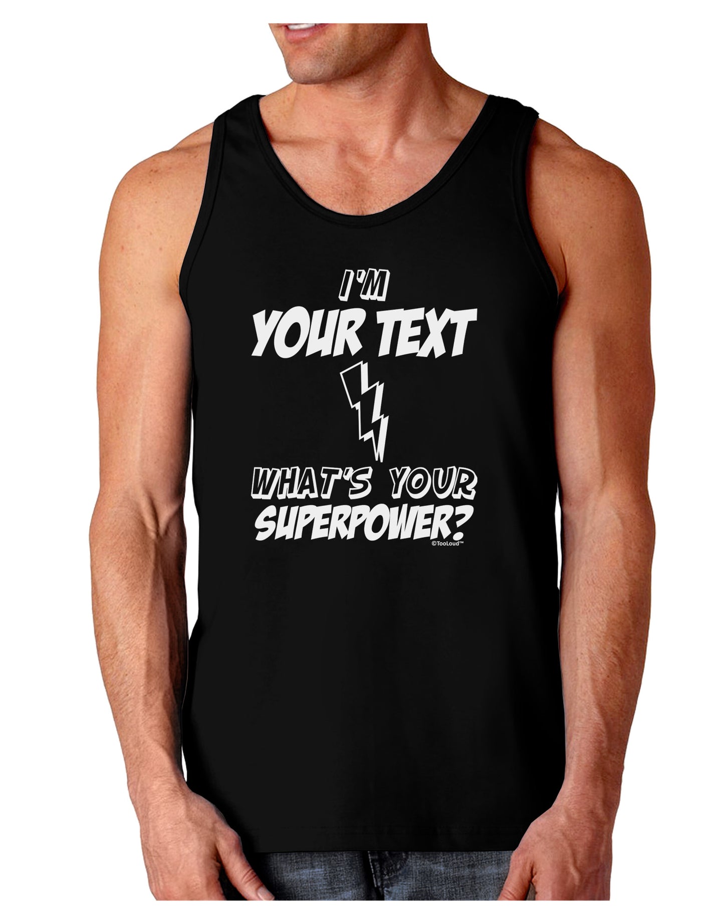 Personalized I'm -Customizable- What's Your Superpower Dark Loose Tank Top-Mens Loose Tank Top-TooLoud-Black-Small-Davson Sales
