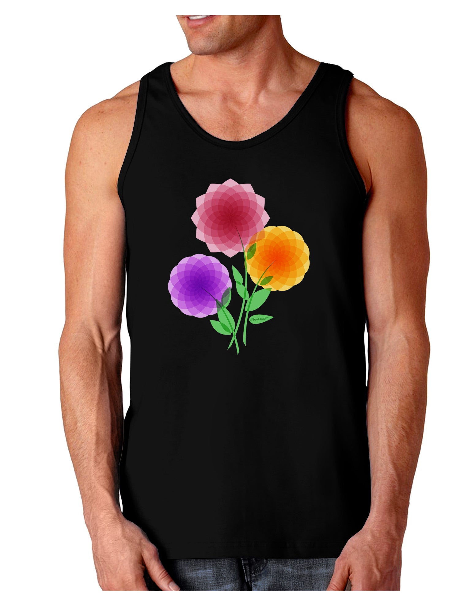 Crystal Dahlias Dark Loose Tank Top-Mens Loose Tank Top-TooLoud-Black-Small-Davson Sales