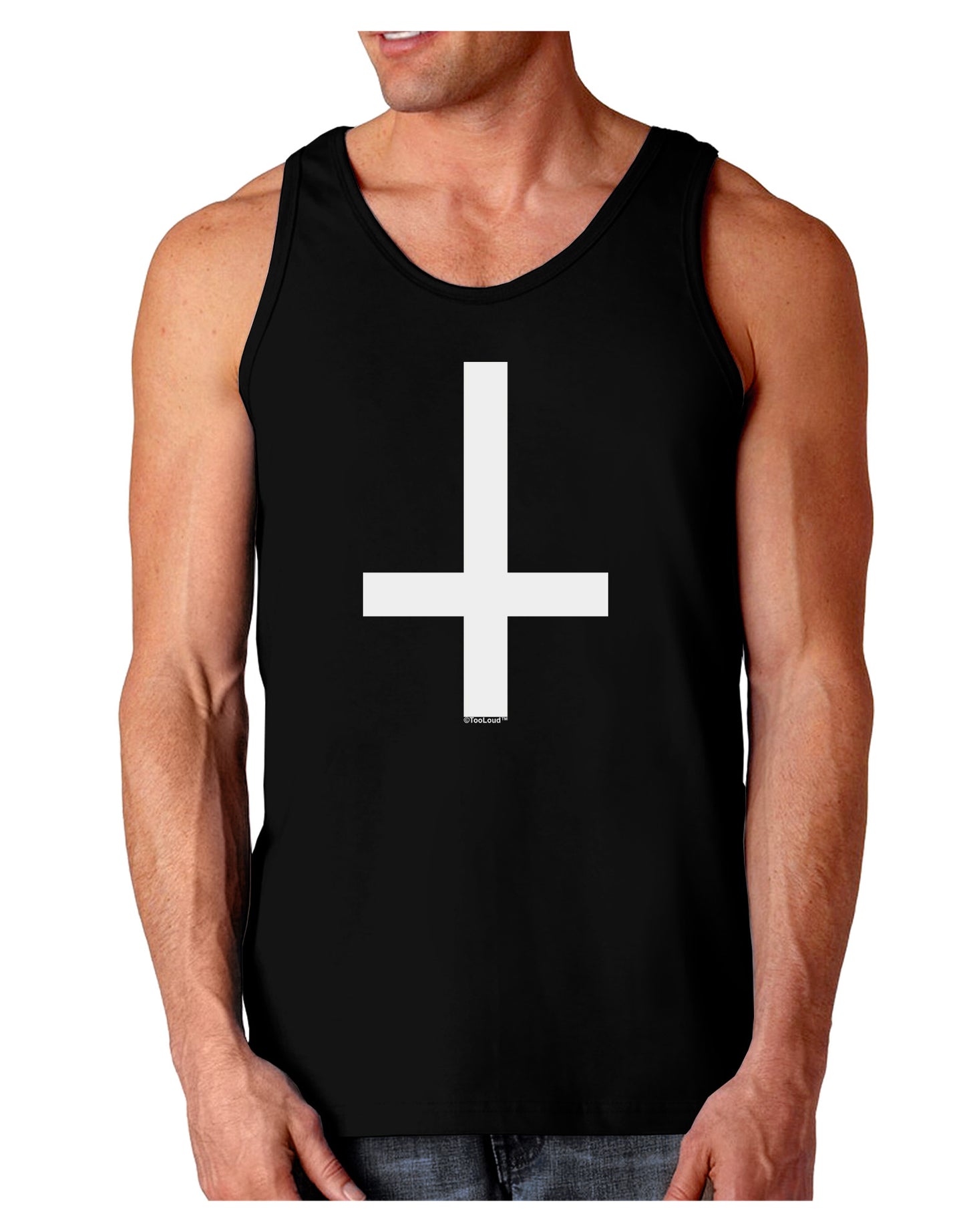 Inverted Cross Dark Loose Tank Top-Mens Loose Tank Top-TooLoud-Black-Small-Davson Sales