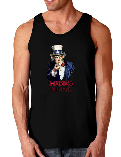 Uncle Sam Merica Dark Loose Tank Top-Mens Loose Tank Top-TooLoud-Black-Small-Davson Sales