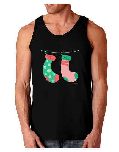 Cute Mr and Mr Christmas Couple Stockings Dark Loose Tank Top by TooLoud-Mens Loose Tank Top-TooLoud-Black-Small-Davson Sales