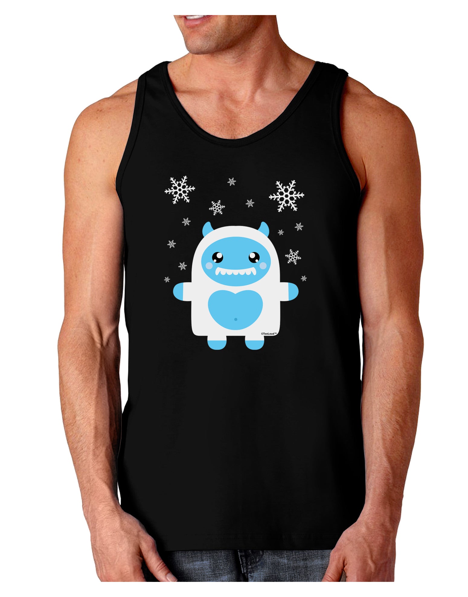 Cute Abominable Snowman Boy Yeti - Christmas Dark Loose Tank Top-Mens Loose Tank Top-TooLoud-Black-Small-Davson Sales