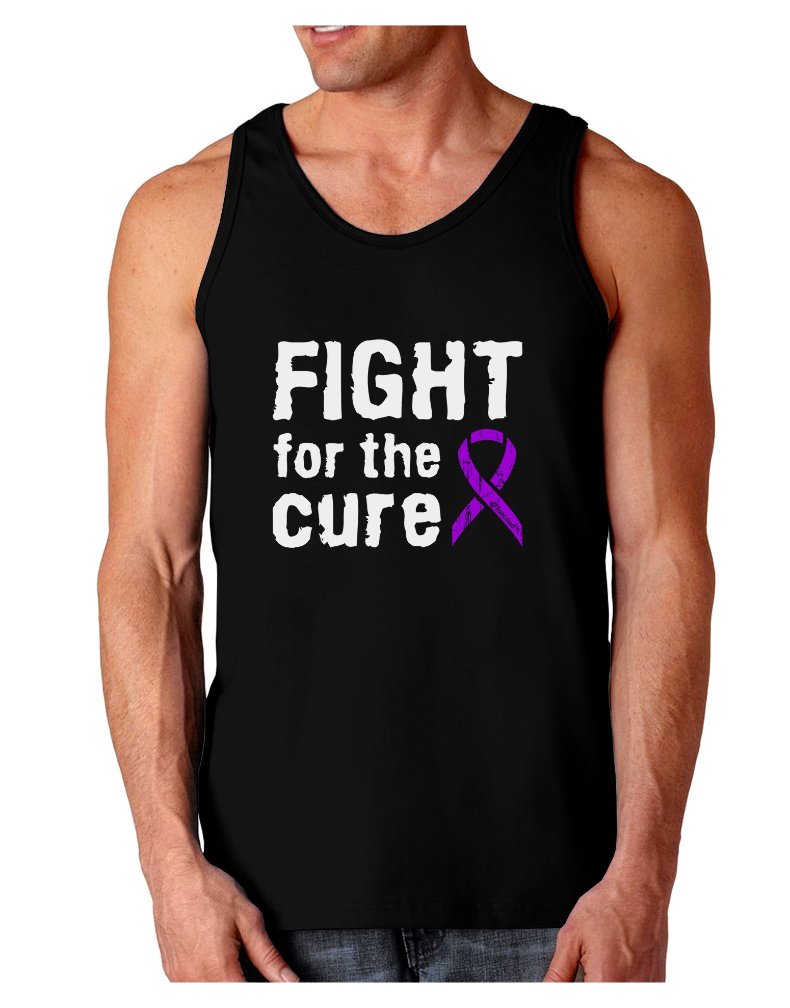 Fight for the Cure - Purple Ribbon Epilepsy Dark Loose Tank Top-Mens Loose Tank Top-TooLoud-Black-Small-Davson Sales