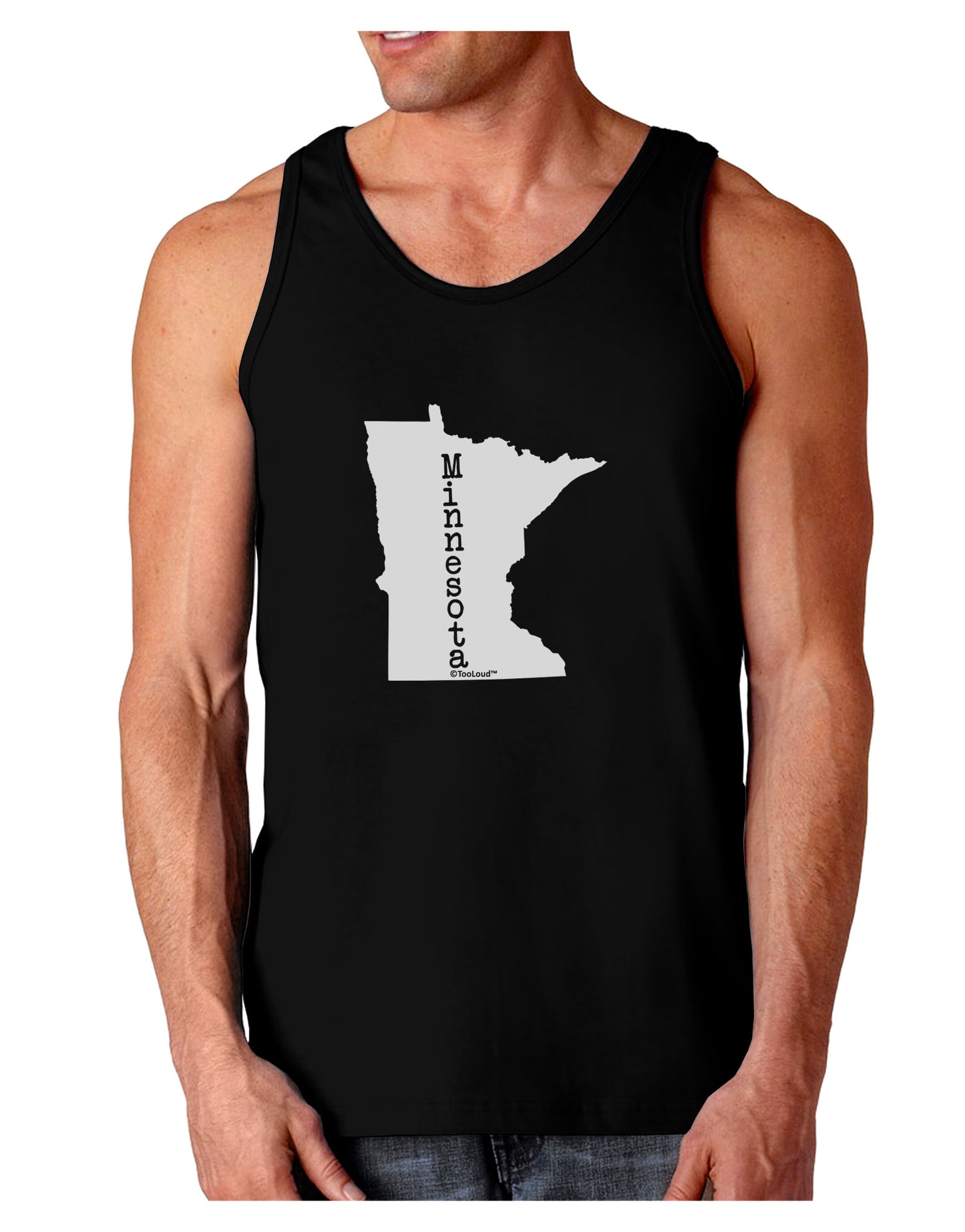 Minnesota - United States Shape Dark Loose Tank Top-Mens Loose Tank Top-TooLoud-Black-Small-Davson Sales