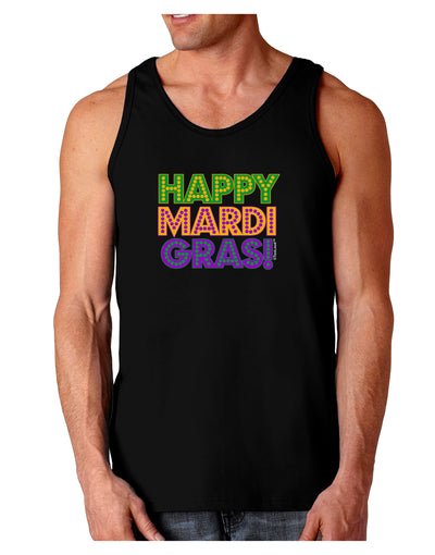 Happy Mardi Gras Text Dark Loose Tank Top by TooLoud-Mens Loose Tank Top-TooLoud-Black-Small-Davson Sales