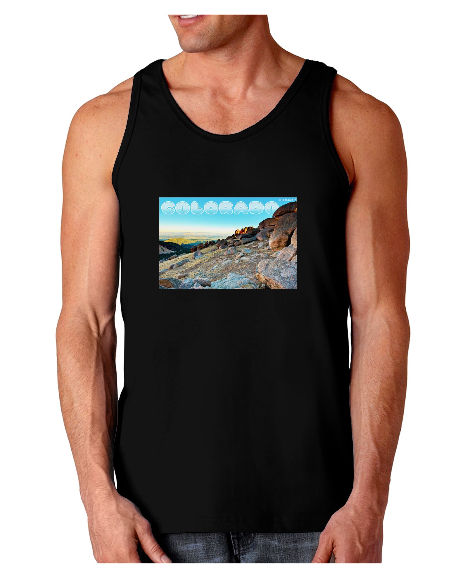 CO Rockies View with Text Dark Loose Tank Top-Mens Loose Tank Top-TooLoud-Black-Small-Davson Sales