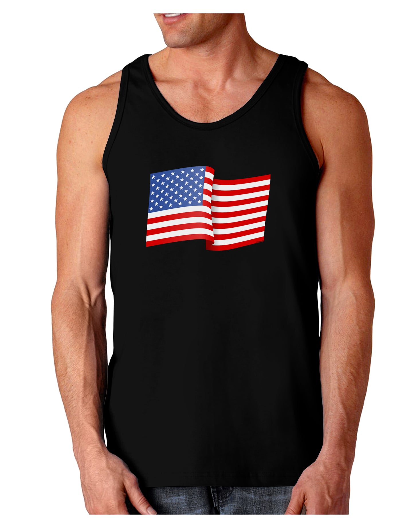 Patriotic Waving USA American Flag Dark Loose Tank Top-Mens Loose Tank Top-TooLoud-Black-Small-Davson Sales