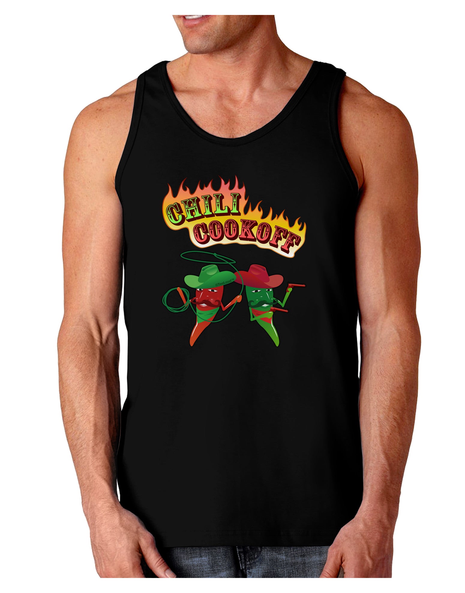 Cowboy Chili Cookoff Dark Loose Tank Top-Mens Loose Tank Top-TooLoud-Black-Small-Davson Sales
