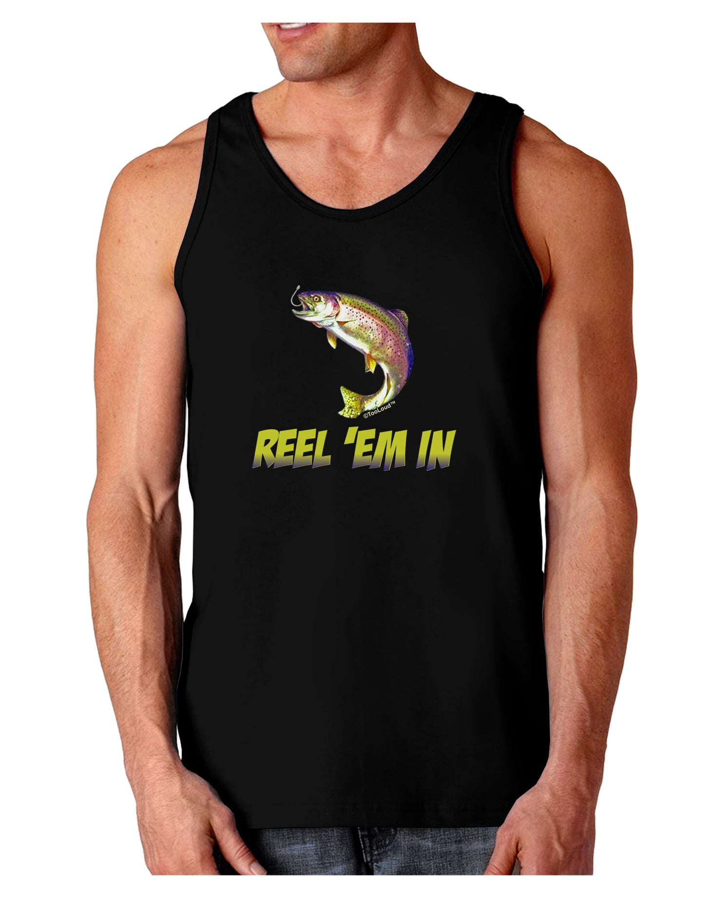 Rainbow Trout Reel Em In Dark Loose Tank Top-Mens Loose Tank Top-TooLoud-Black-Small-Davson Sales