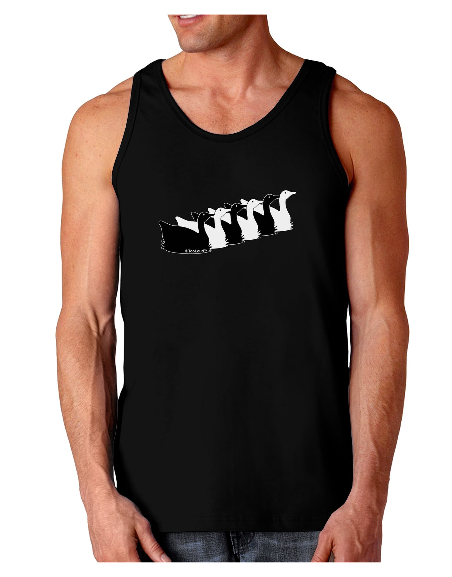 Six Geese A laying Dark Loose Tank Top-Mens Loose Tank Top-TooLoud-Black-Small-Davson Sales