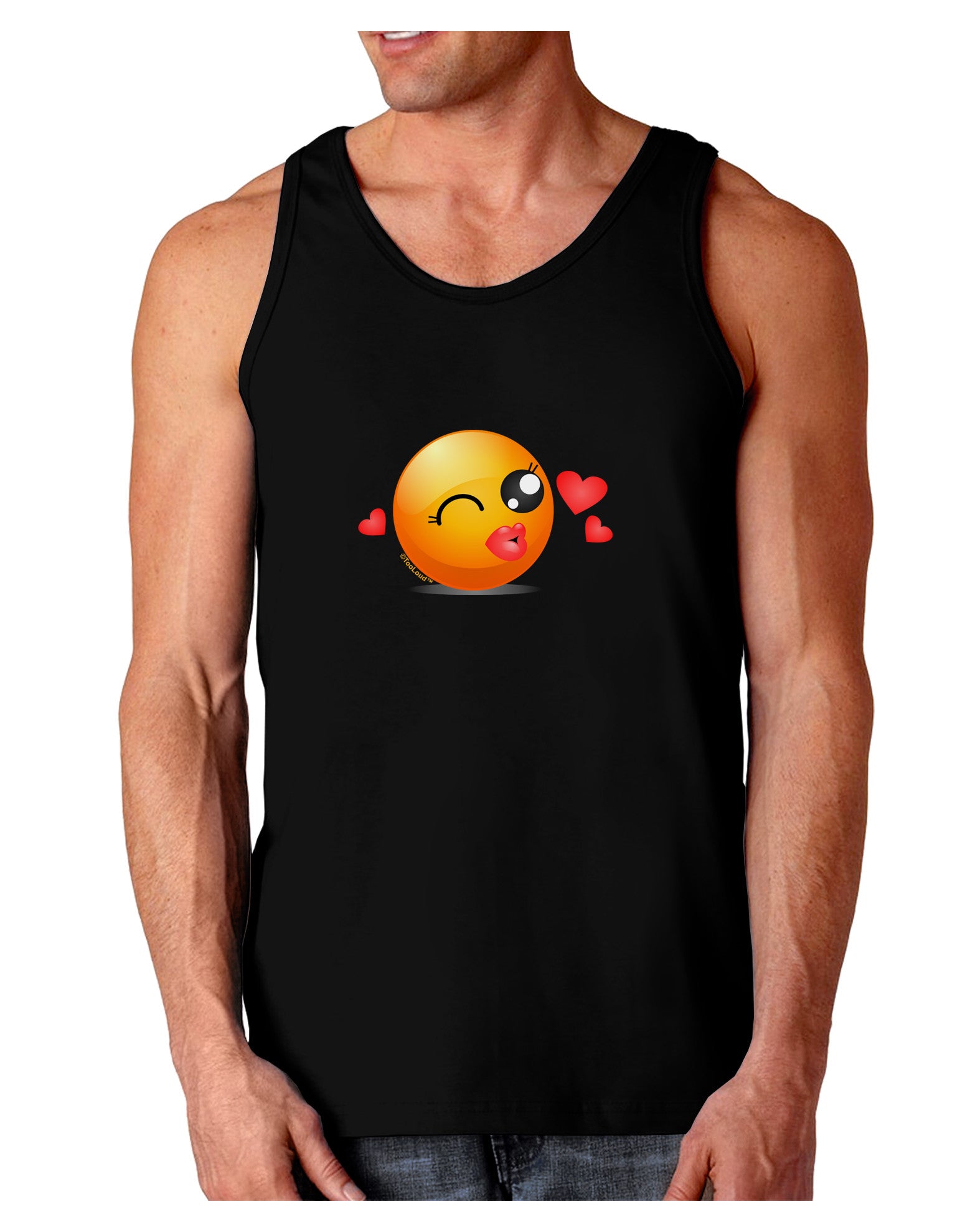 Kissy Face Emoji Girl Dark Loose Tank Top-Mens Loose Tank Top-TooLoud-Black-Small-Davson Sales