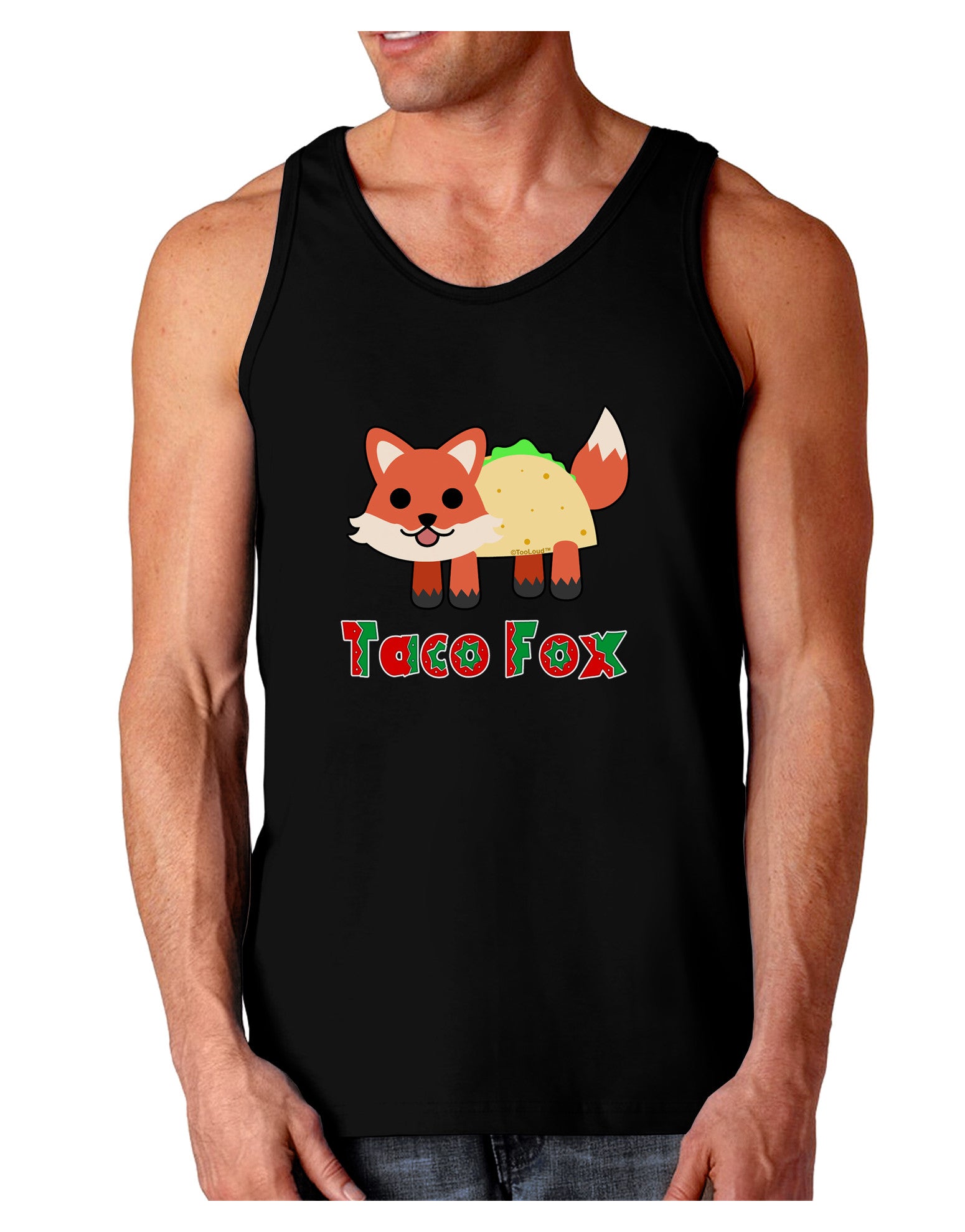 Cute Taco Fox Text Dark Loose Tank Top-Mens Loose Tank Top-TooLoud-Black-Small-Davson Sales