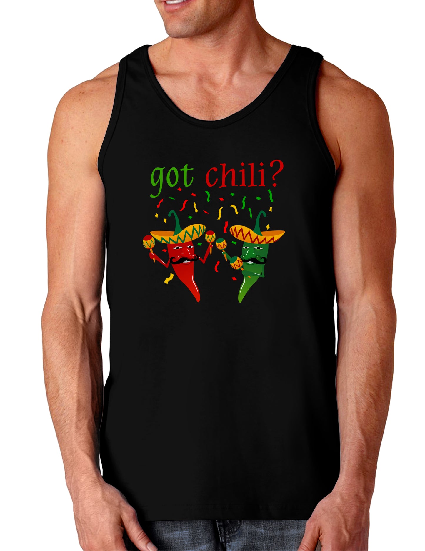 Got Chili Dark Loose Tank Top-Mens Loose Tank Top-TooLoud-Black-Small-Davson Sales