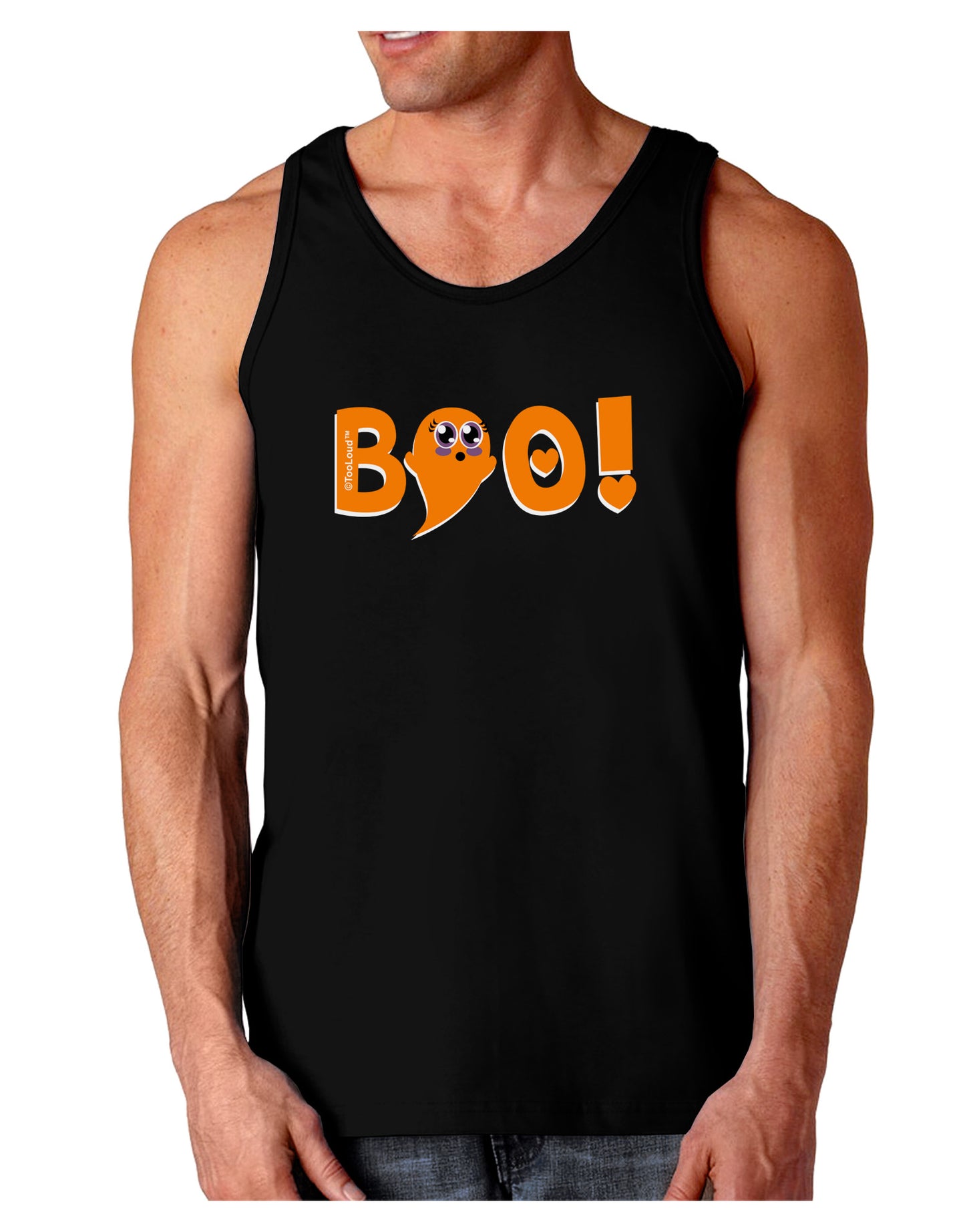 Cute Boo Text Orange Dark Loose Tank Top-Mens Loose Tank Top-TooLoud-Black-Small-Davson Sales