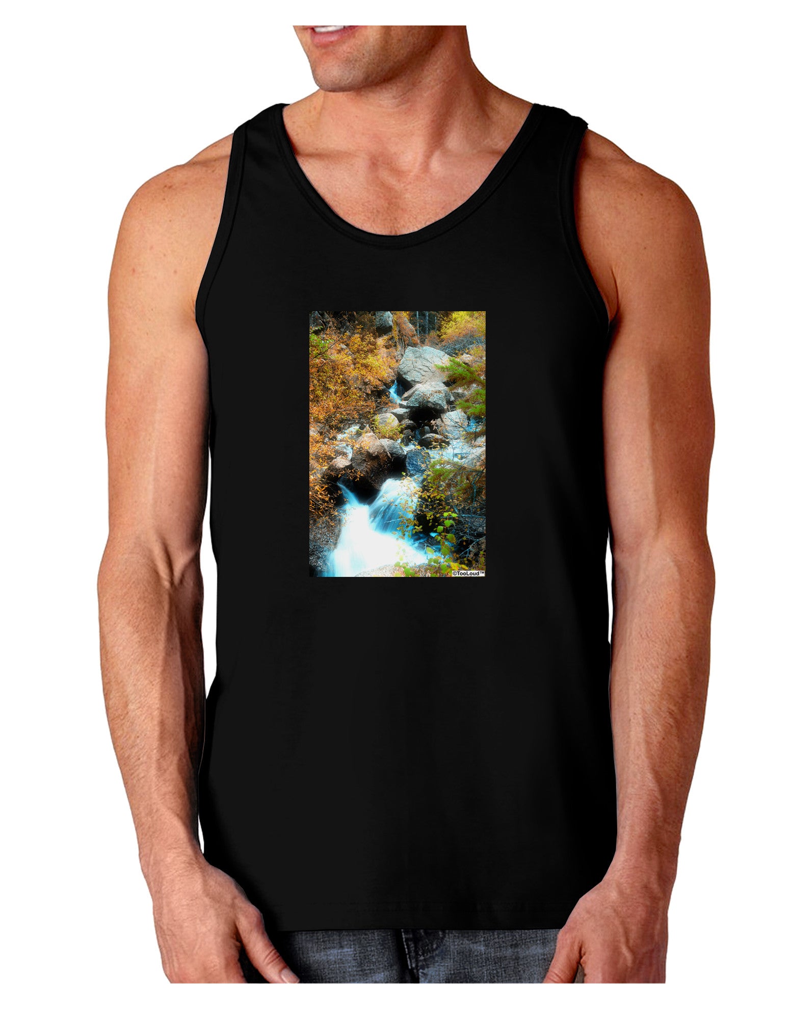 Rockies Waterfall Dark Loose Tank Top-Mens Loose Tank Top-TooLoud-Black-Small-Davson Sales