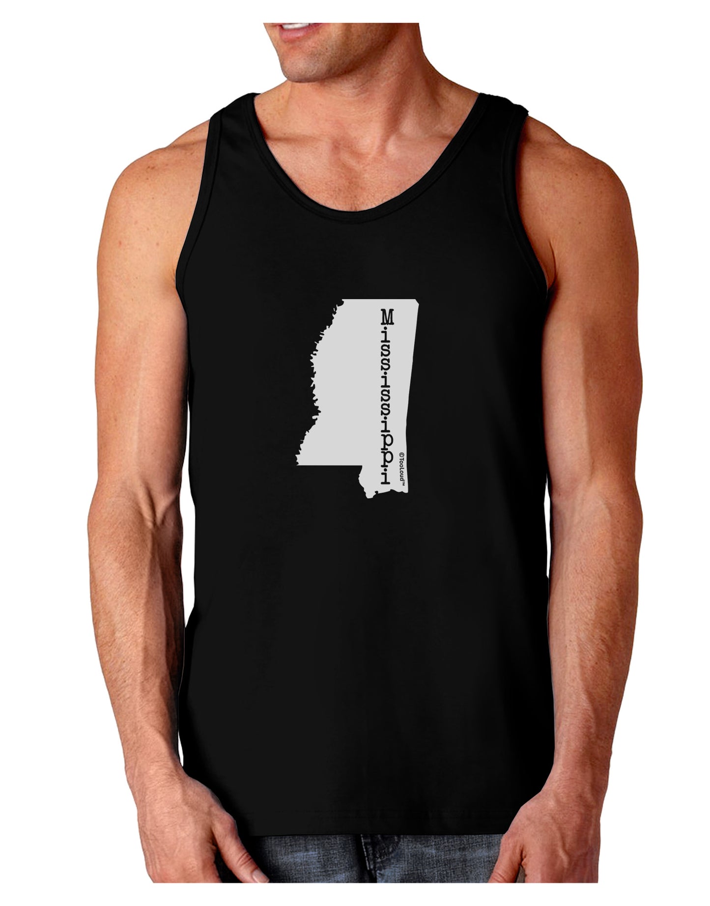 Mississippi - United States Shape Dark Loose Tank Top-Mens Loose Tank Top-TooLoud-Black-Small-Davson Sales