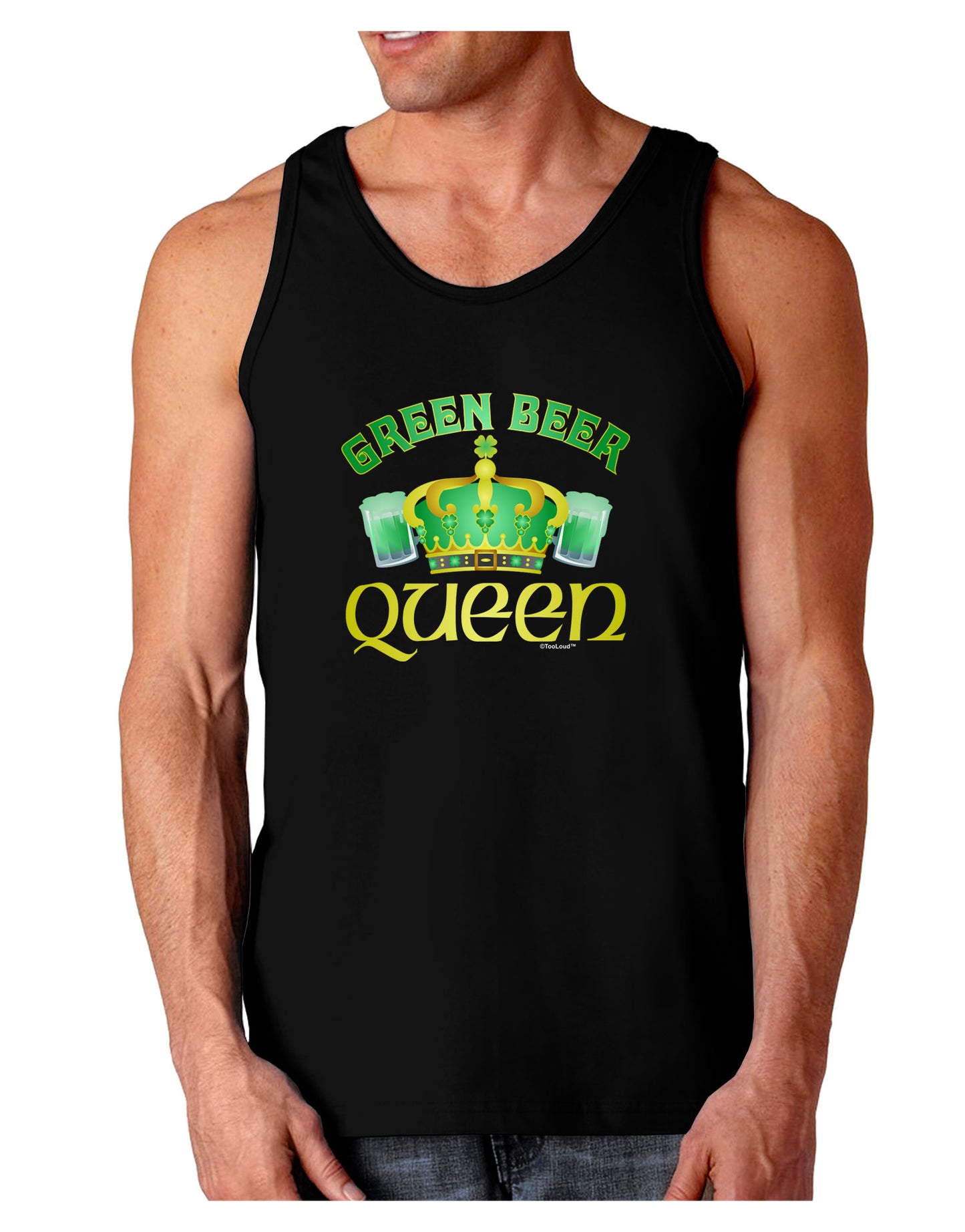 Green Beer Queen Dark Loose Tank Top-Mens Loose Tank Top-TooLoud-Black-Small-Davson Sales
