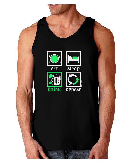 Eat Sleep Drink Green Beer Repeat Dark Loose Tank Top-Mens Loose Tank Top-TooLoud-Black-Small-Davson Sales