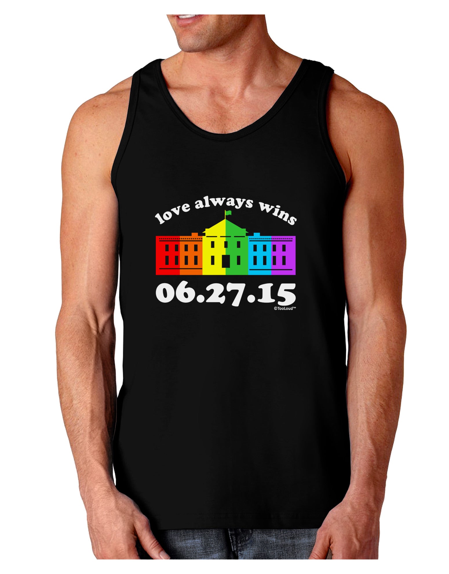 Love Always Wins with Date - Marriage Equality Dark Loose Tank Top-Mens Loose Tank Top-TooLoud-Black-Small-Davson Sales