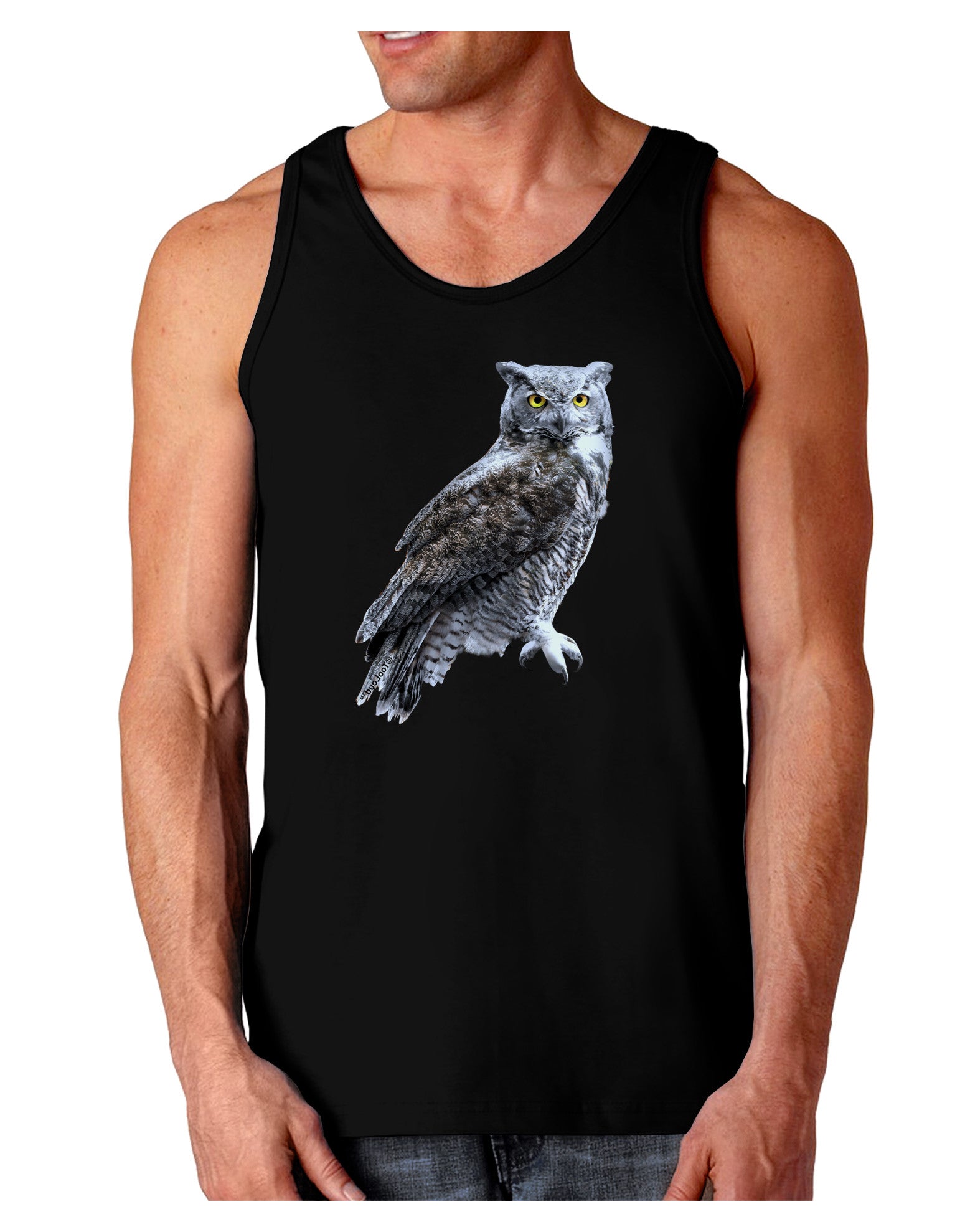 Great Horned Owl Photo Dark Loose Tank Top-Mens Loose Tank Top-TooLoud-Black-Small-Davson Sales